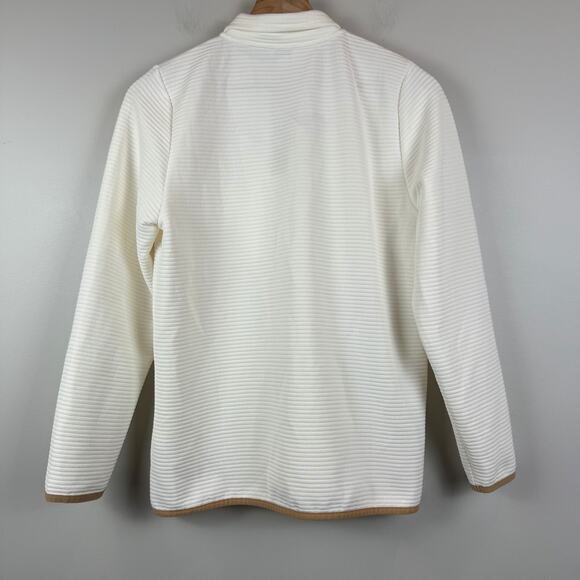 J.Crew Sweatshirt Women's Small Ivory Tan Quilted Snap-T Pullover Outdoor Active - Picture 2 of 8